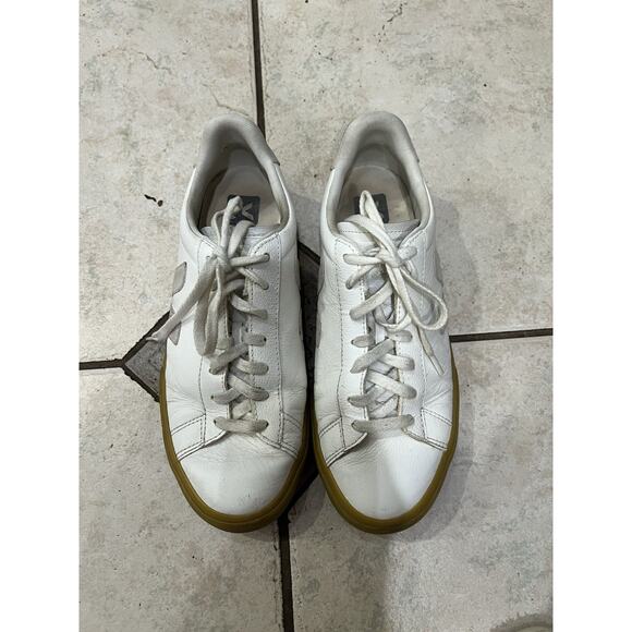 Veja White Campo Sneakers Lace Up Leather Upper Gum Rubber Soles Sz 10 Mens main image 9